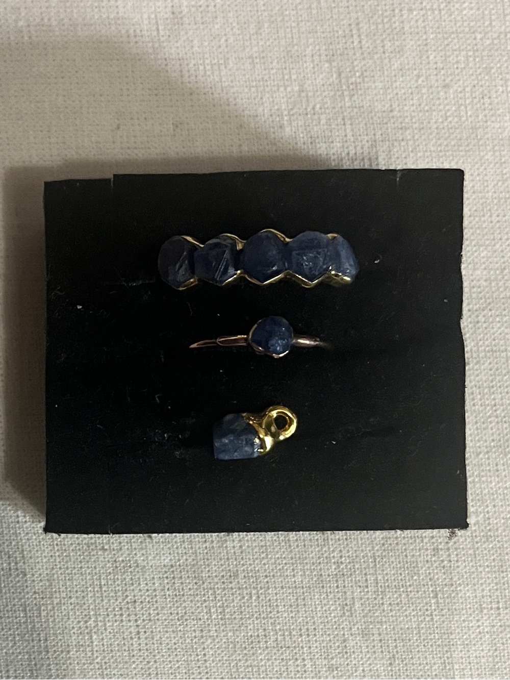 Ringcrush 24K Gold Filled Sapphire Rings and Necklace Pendant Set